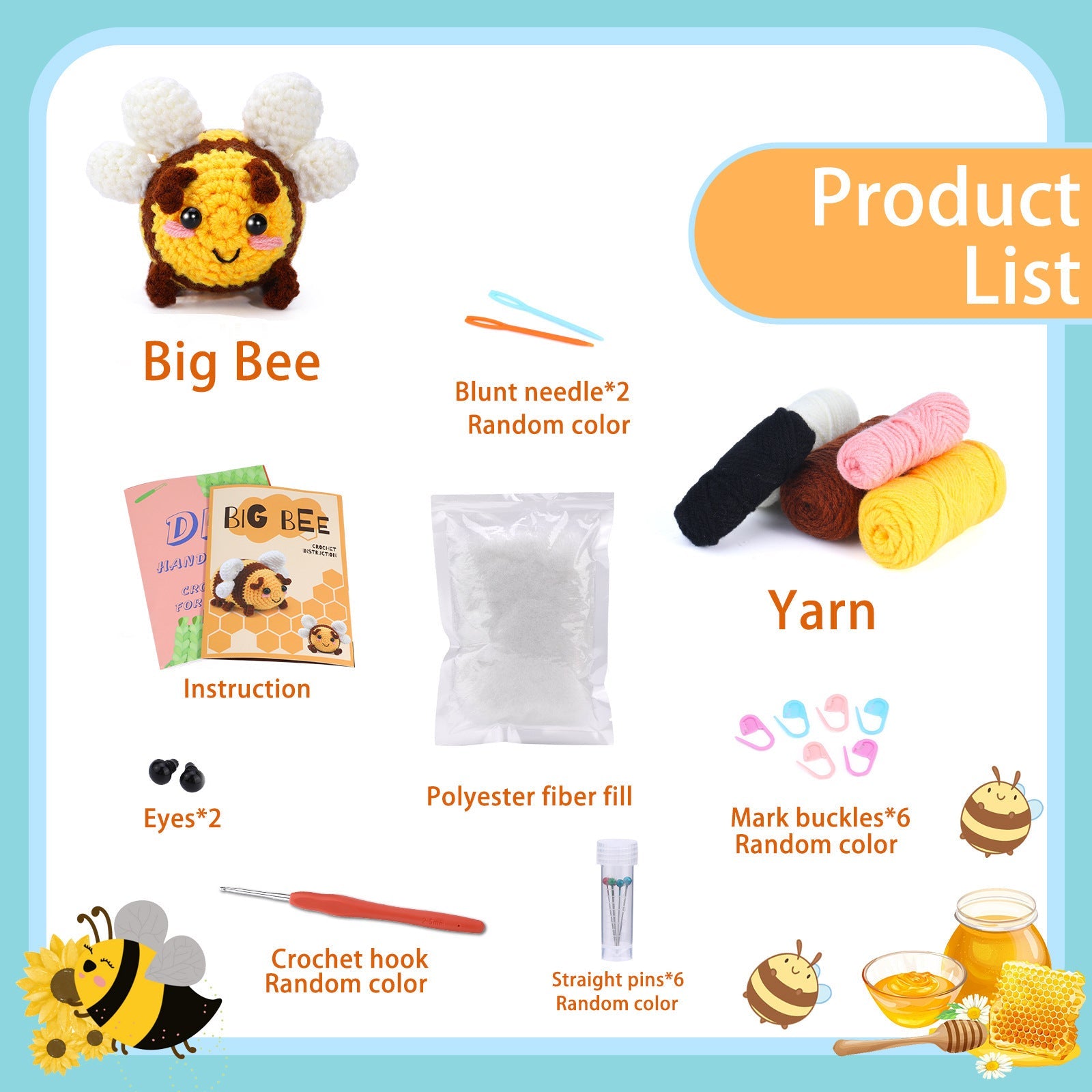 KTX-779155 Acrylic Crochet Material Package for Handmade Doll Decor