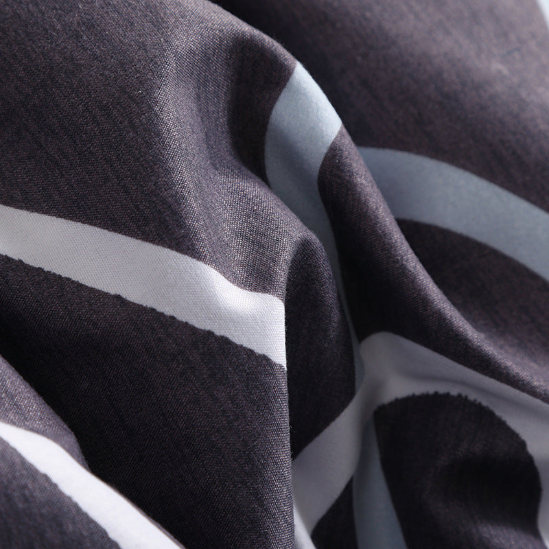 KTX-779795 Heart Print 4-Piece Bedding Set - Natural Plant Blend Fiber, Various Sizes Available