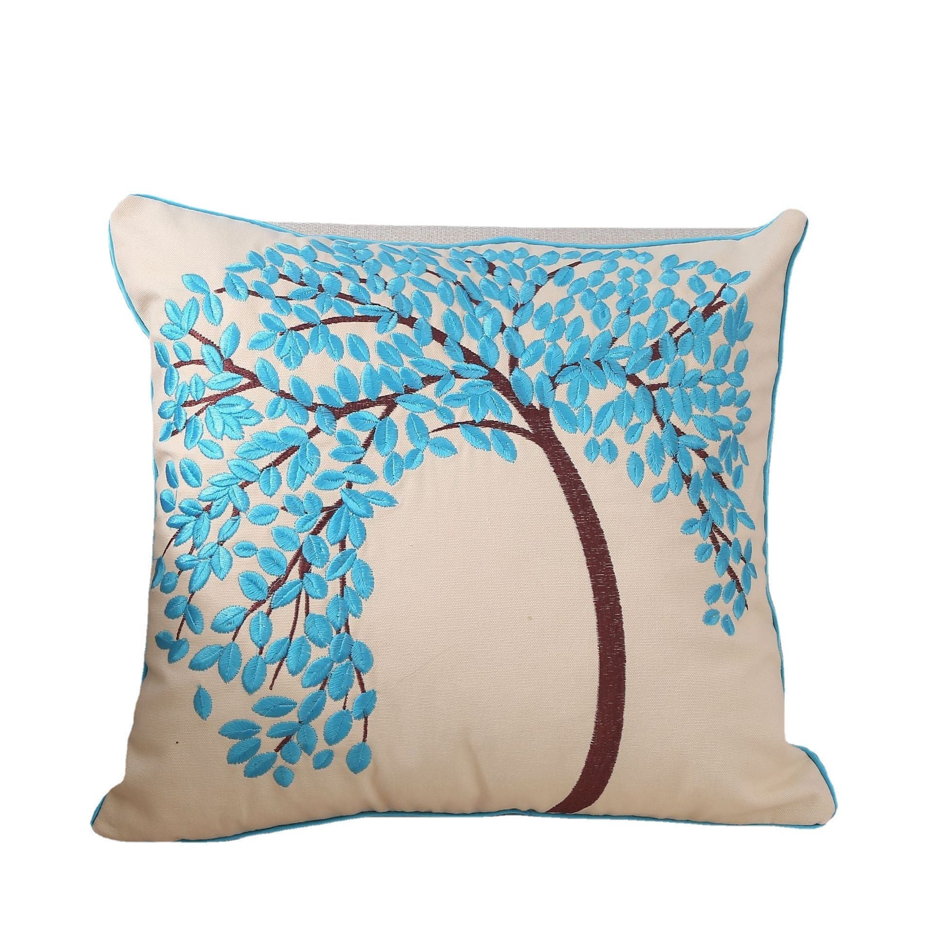 KTX-780435 Pachira Macrocarpa Cotton Canvas Pillow Cover - Chinese Style Embroidery, 45x45 cm