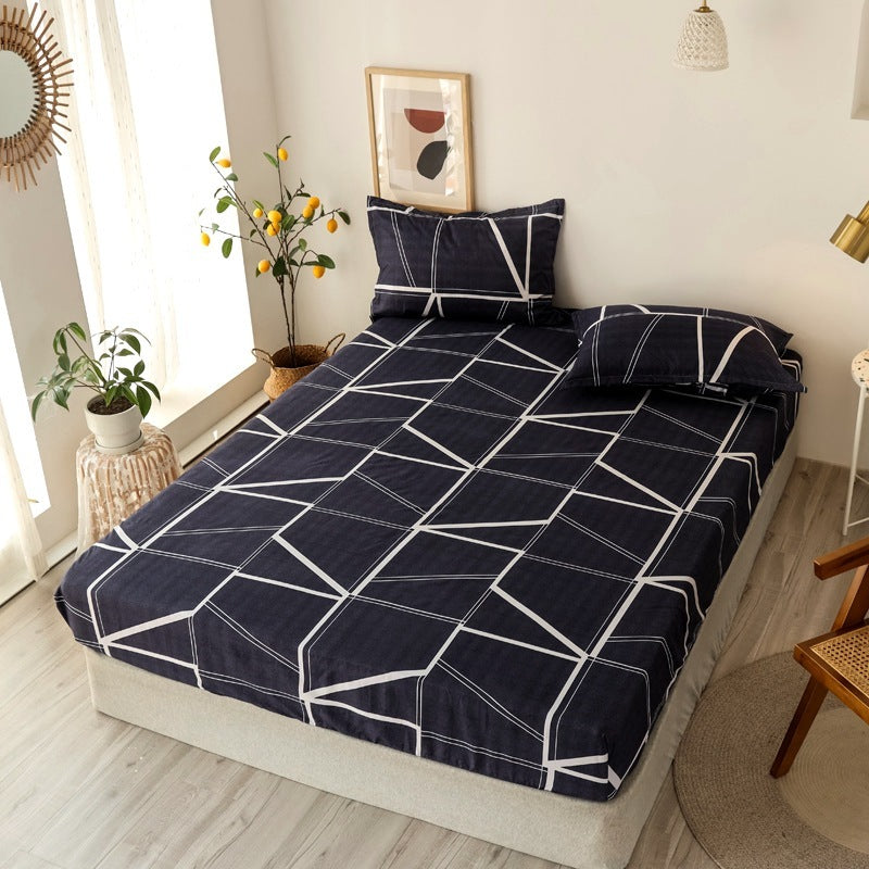 KTX-781587 Multi-Size Fixed Dustproof Polyester Mattress Cover with Floral Pattern, 180X (200-220cm)
