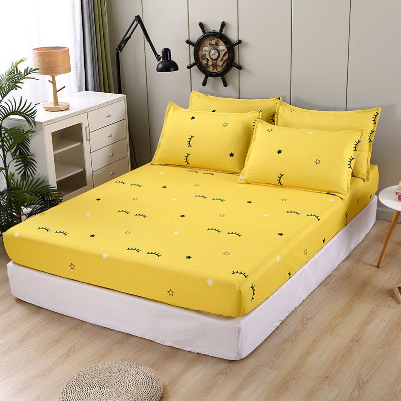 KTX-781587 Multi-Size Fixed Dustproof Polyester Mattress Cover with Floral Pattern, 180X (200-220cm)