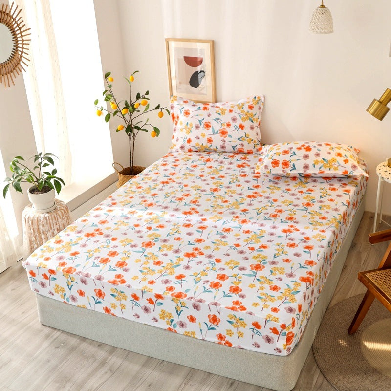 KTX-781587 Multi-Size Fixed Dustproof Polyester Mattress Cover with Floral Pattern, 180X (200-220cm)