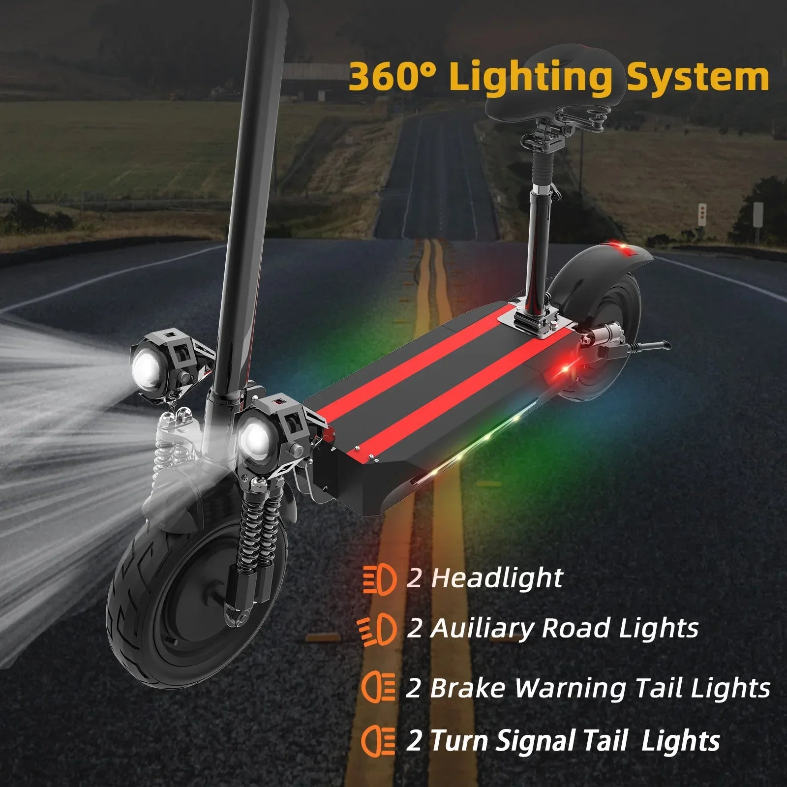 KTX-781651 Dual Motor Electric Scooter with 40 Mile Range, Full Suspension, Detachable Seat, and Waterproof Design