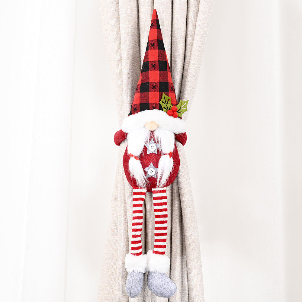 KTX-782483 Santa Claus and Snowman Curtain Buckles - Fabric Holiday Decorations for Homes and Hotels