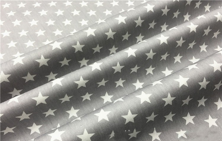 KTX-782611 Cotton Fabric with Black and Gray Five-Pointed Star and Dot Pattern, 100% Cotton, 160cm Wide