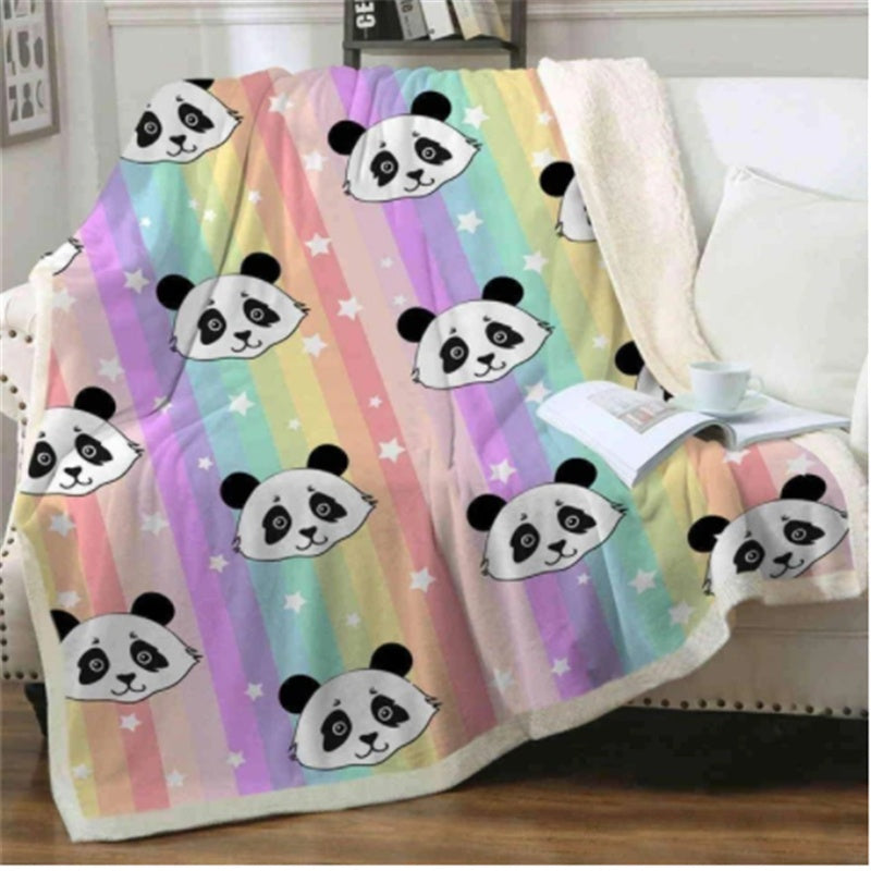 KTX-782995 Cozy Coral Fleece Panda Series Flannel Blanket - Soft & Warm
