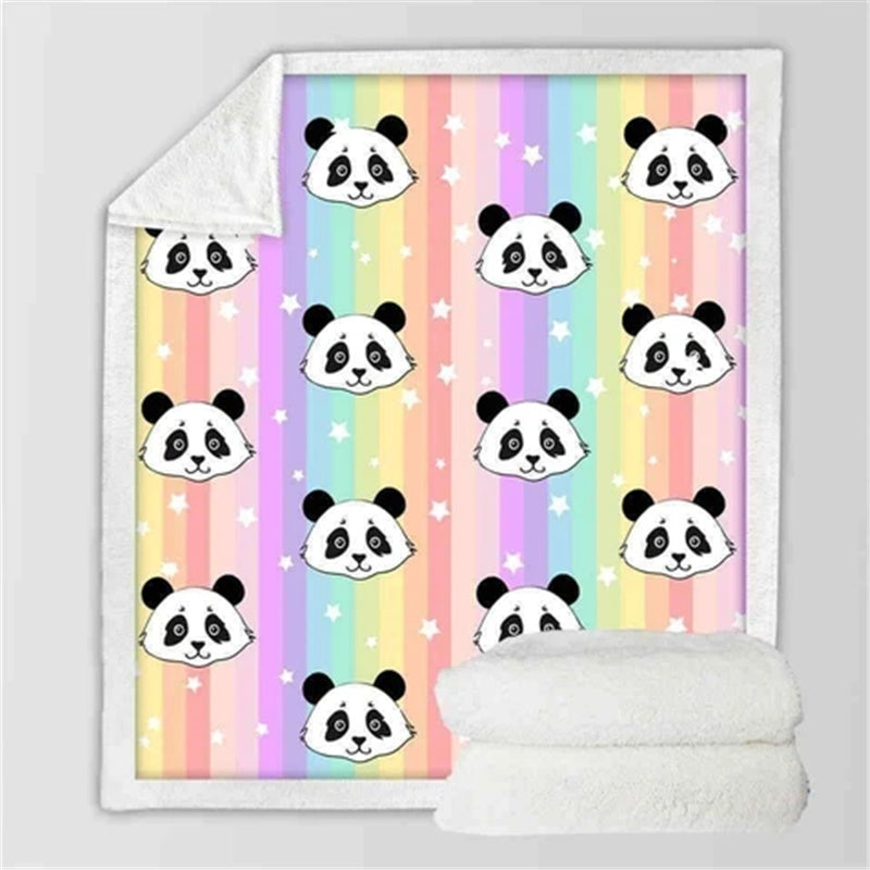 KTX-782995 Cozy Coral Fleece Panda Series Flannel Blanket - Soft & Warm