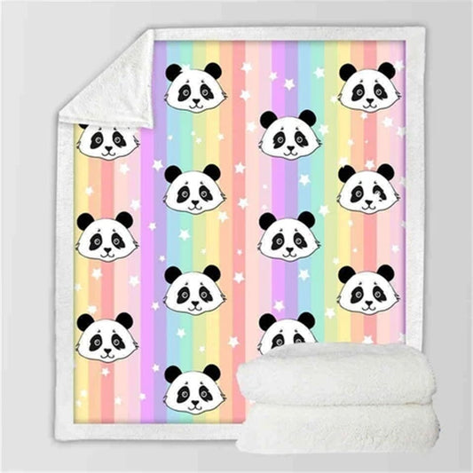 KTX-782995 Cozy Coral Fleece Panda Series Flannel Blanket - Soft & Warm