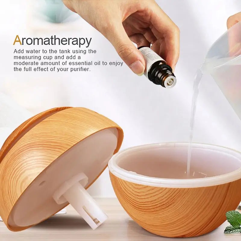 KTX-783123 Ultrasonic Wood Grain Humidifier for Aromatherapy - Mini LED Humidifier for Home Use