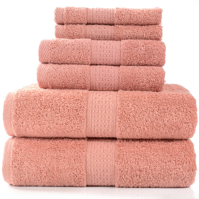 KTX-783507 Cotton Towel Set - Bath Towel (140x70cm), Hand Towel (33x73cm), Square Towel (33x33cm) - 3 or 6 Pieces