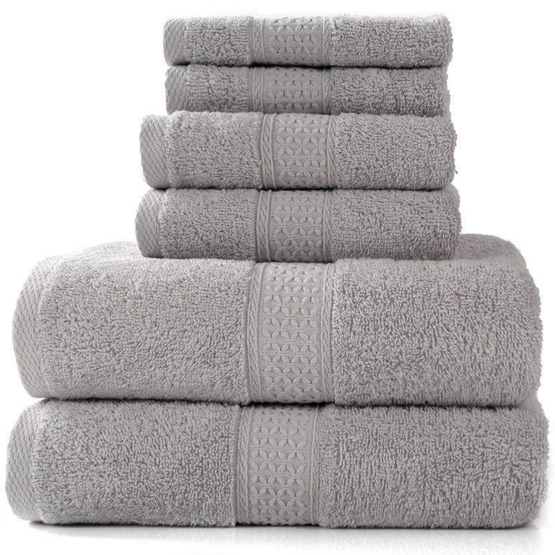 KTX-783507 Cotton Towel Set - Bath Towel (140x70cm), Hand Towel (33x73cm), Square Towel (33x33cm) - 3 or 6 Pieces