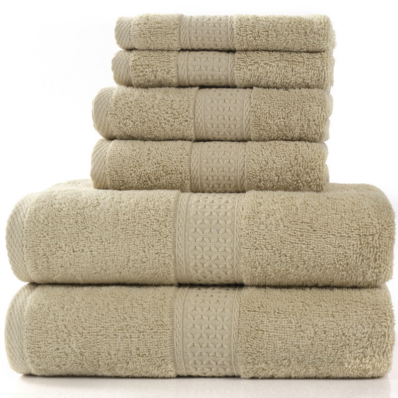 KTX-783507 Cotton Towel Set - Bath Towel (140x70cm), Hand Towel (33x73cm), Square Towel (33x33cm) - 3 or 6 Pieces