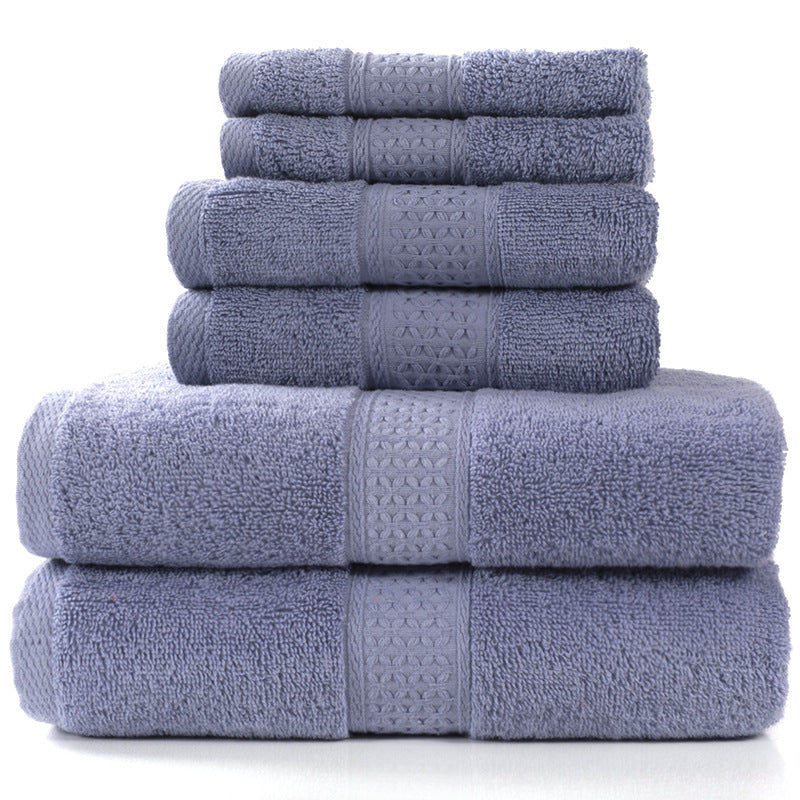 KTX-783507 Cotton Towel Set - Bath Towel (140x70cm), Hand Towel (33x73cm), Square Towel (33x33cm) - 3 or 6 Pieces