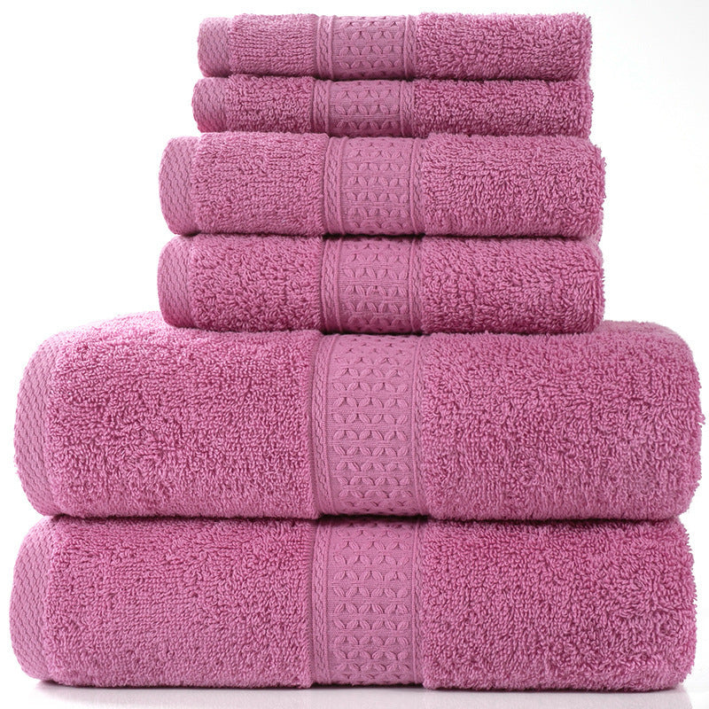 KTX-783507 Cotton Towel Set - Bath Towel (140x70cm), Hand Towel (33x73cm), Square Towel (33x33cm) - 3 or 6 Pieces