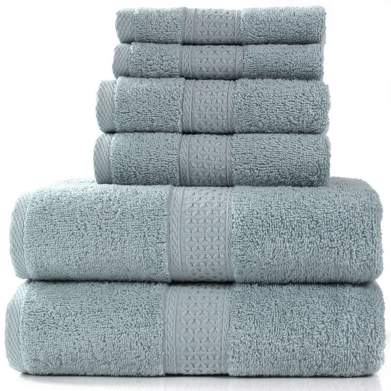 KTX-783507 Cotton Towel Set - Bath Towel (140x70cm), Hand Towel (33x73cm), Square Towel (33x33cm) - 3 or 6 Pieces