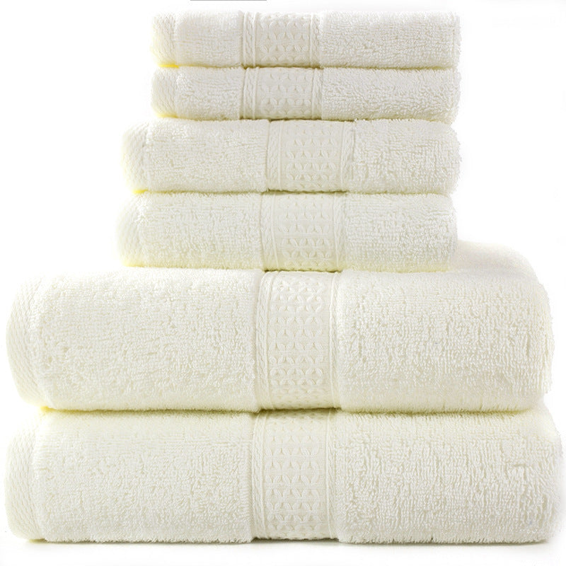 KTX-783507 Cotton Towel Set - Bath Towel (140x70cm), Hand Towel (33x73cm), Square Towel (33x33cm) - 3 or 6 Pieces