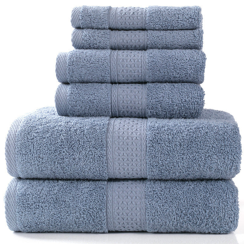 KTX-783507 Cotton Towel Set - Bath Towel (140x70cm), Hand Towel (33x73cm), Square Towel (33x33cm) - 3 or 6 Pieces
