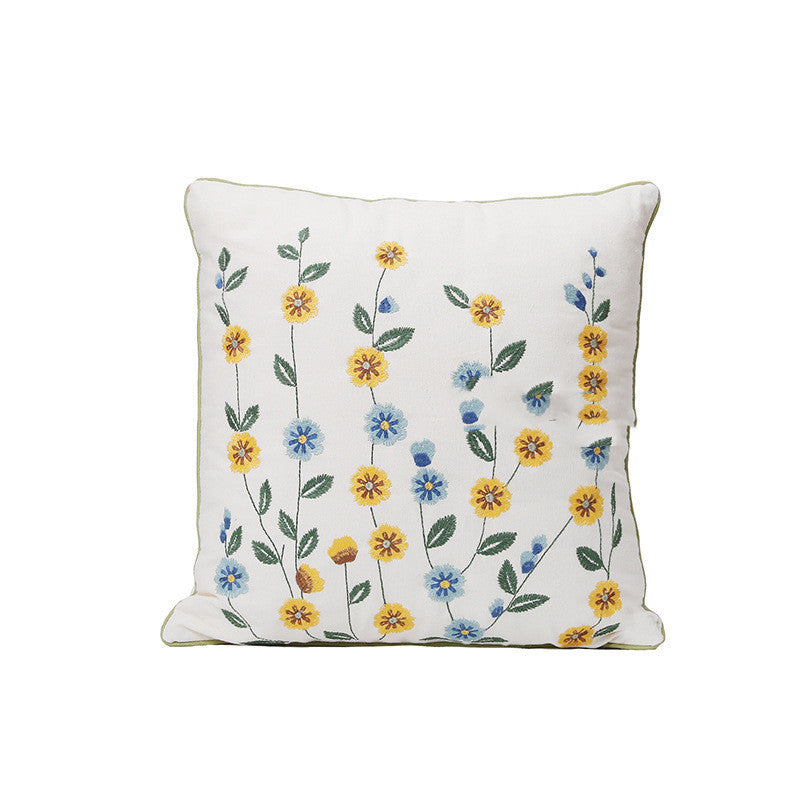 KTX-784403 Fashion Minimalist Embroidered Pillow with Botanical Design and Herbage Patterns