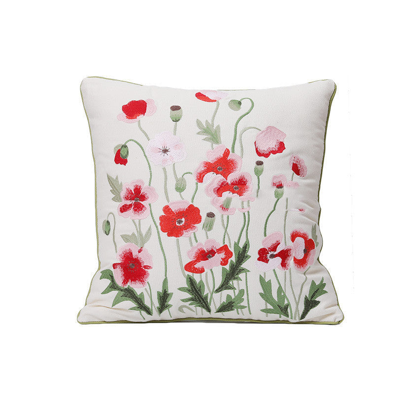 KTX-784403 Fashion Minimalist Embroidered Pillow with Botanical Design and Herbage Patterns