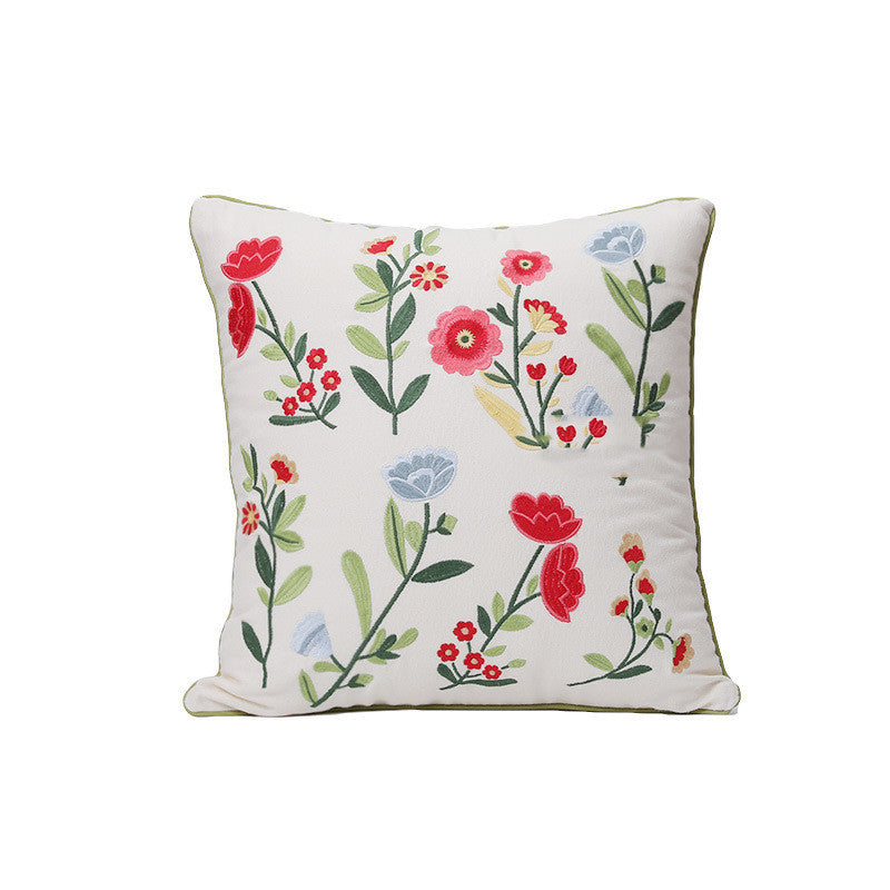 KTX-784403 Fashion Minimalist Embroidered Pillow with Botanical Design and Herbage Patterns