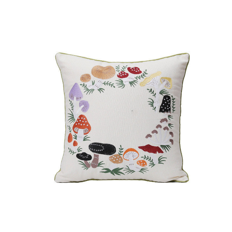 KTX-784403 Fashion Minimalist Embroidered Pillow with Botanical Design and Herbage Patterns
