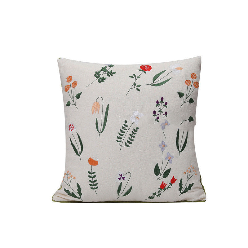 KTX-784403 Fashion Minimalist Embroidered Pillow with Botanical Design and Herbage Patterns