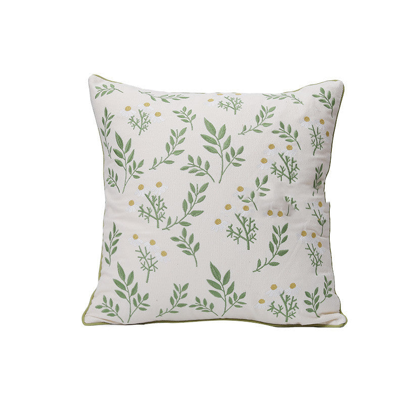 KTX-784403 Fashion Minimalist Embroidered Pillow with Botanical Design and Herbage Patterns