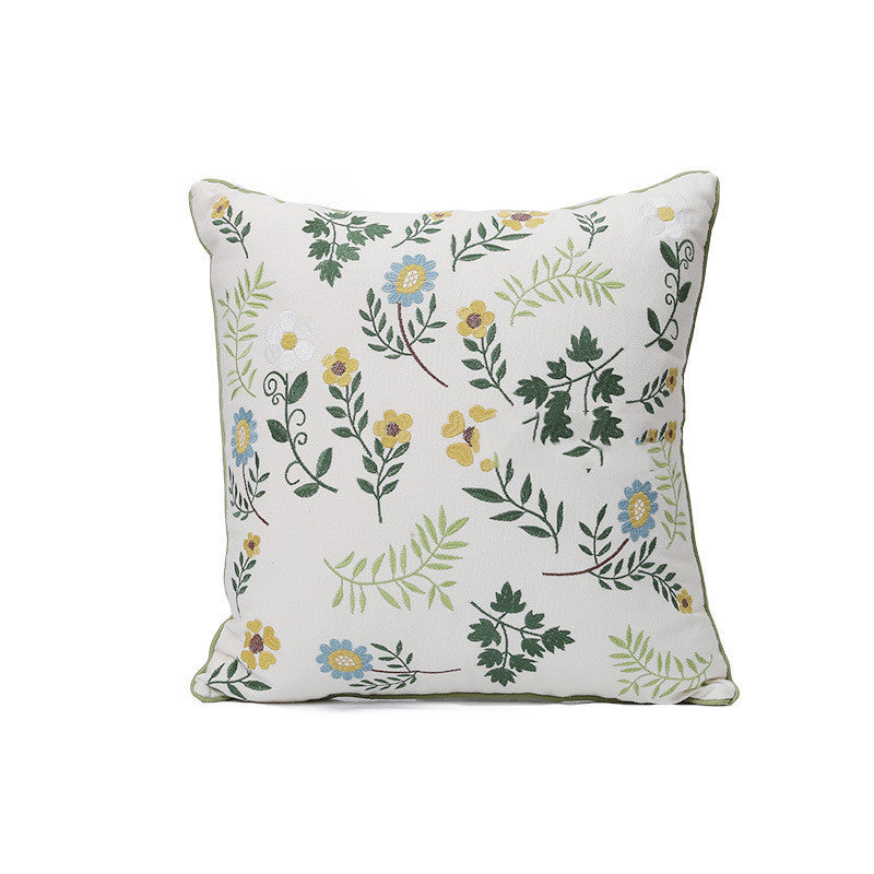 KTX-784403 Fashion Minimalist Embroidered Pillow with Botanical Design and Herbage Patterns