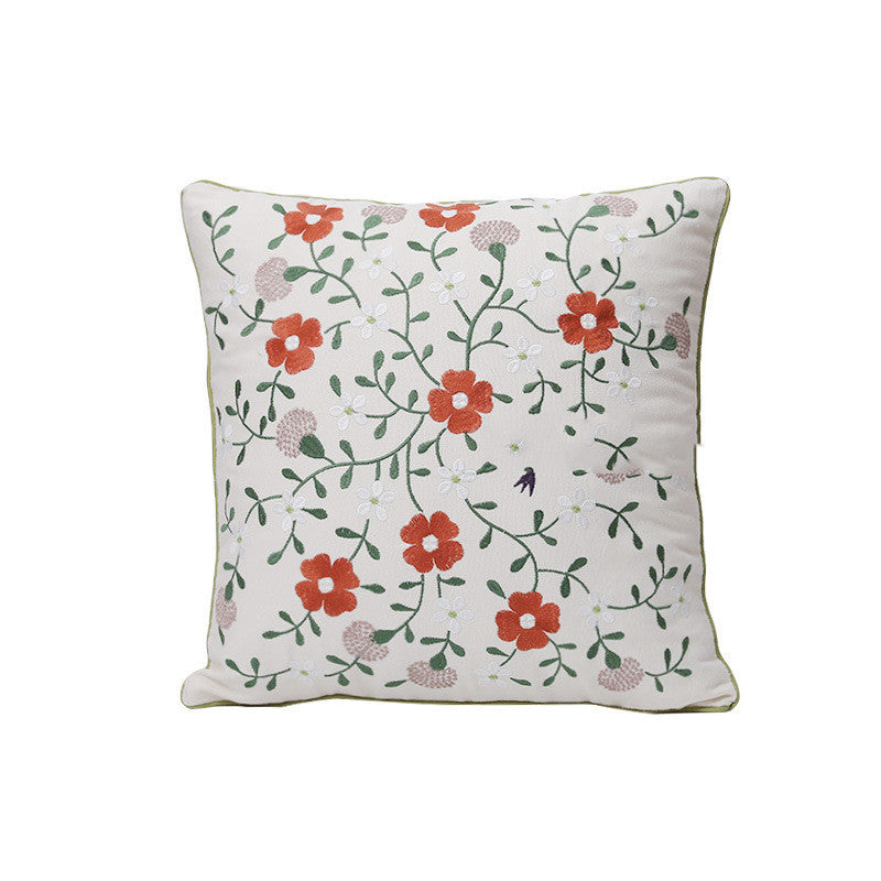 KTX-784403 Fashion Minimalist Embroidered Pillow with Botanical Design and Herbage Patterns