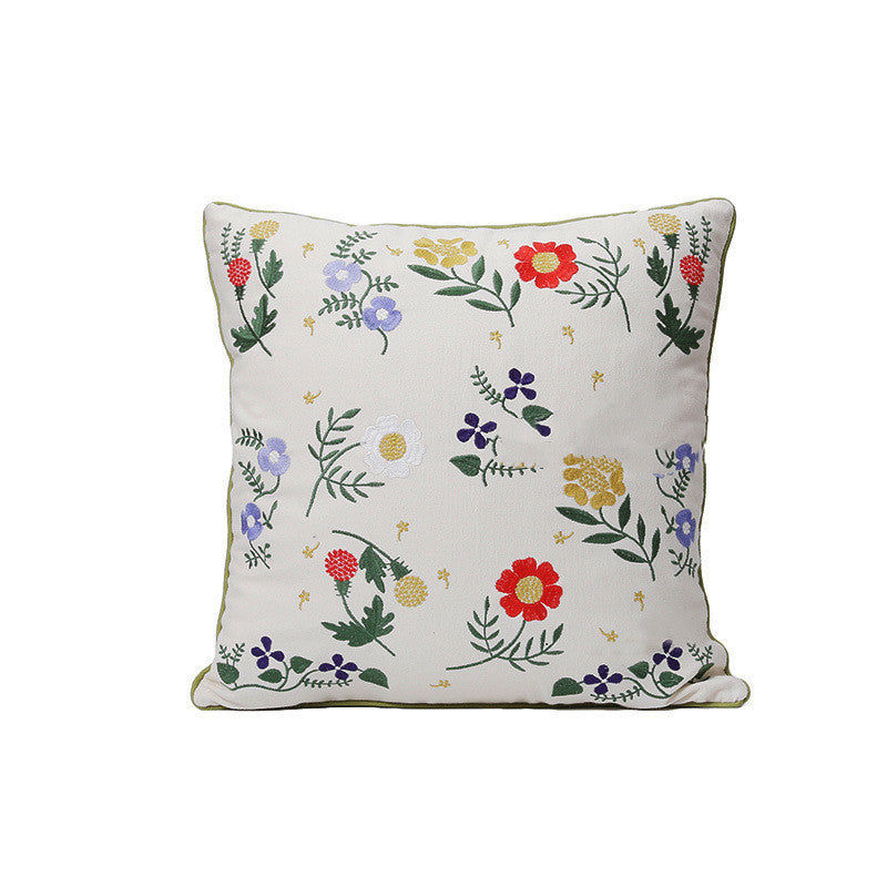KTX-784403 Fashion Minimalist Embroidered Pillow with Botanical Design and Herbage Patterns