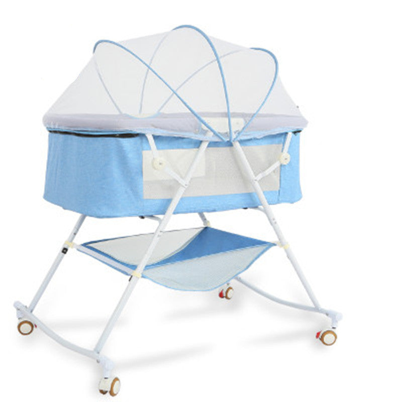 KTX-784915 Foldable Portable Baby Cradle Bed with Mosquito Net and Shaker Function