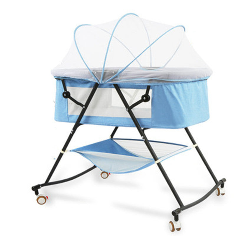 KTX-784915 Foldable Portable Baby Cradle Bed with Mosquito Net and Shaker Function