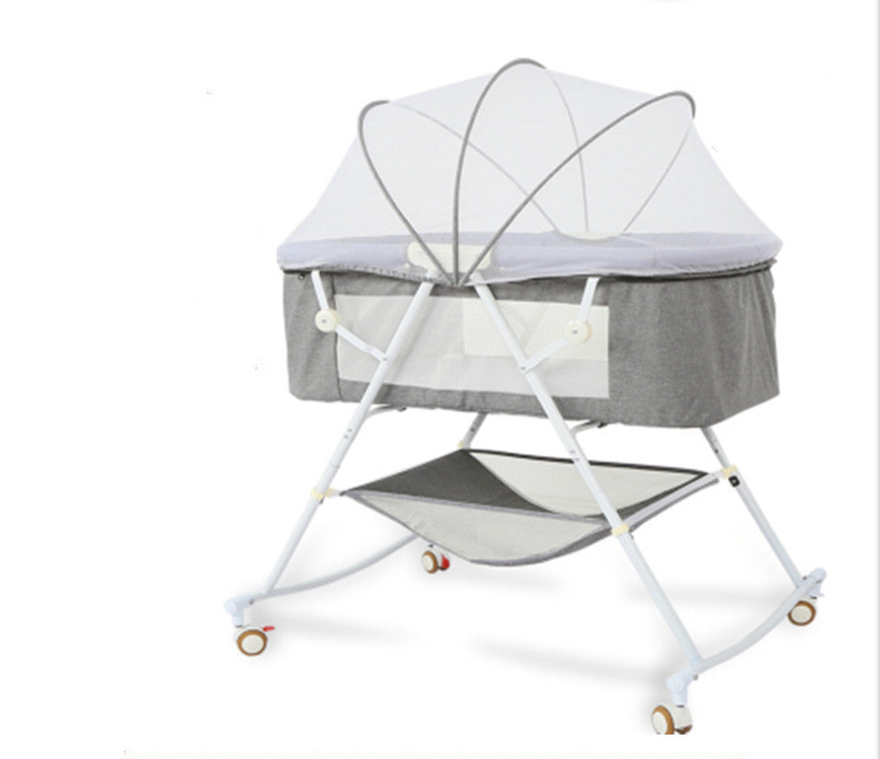 KTX-784915 Foldable Portable Baby Cradle Bed with Mosquito Net and Shaker Function