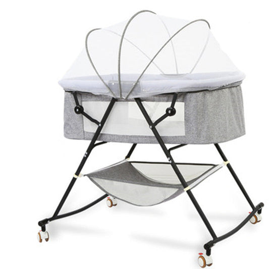 KTX-784915 Foldable Portable Baby Cradle Bed with Mosquito Net and Shaker Function