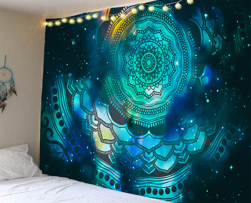 KTX-784915 Mandala Series Printed Tapestry and Beach Blanket - Versatile Polyester Wall Hanging for Home and Outdoor Use