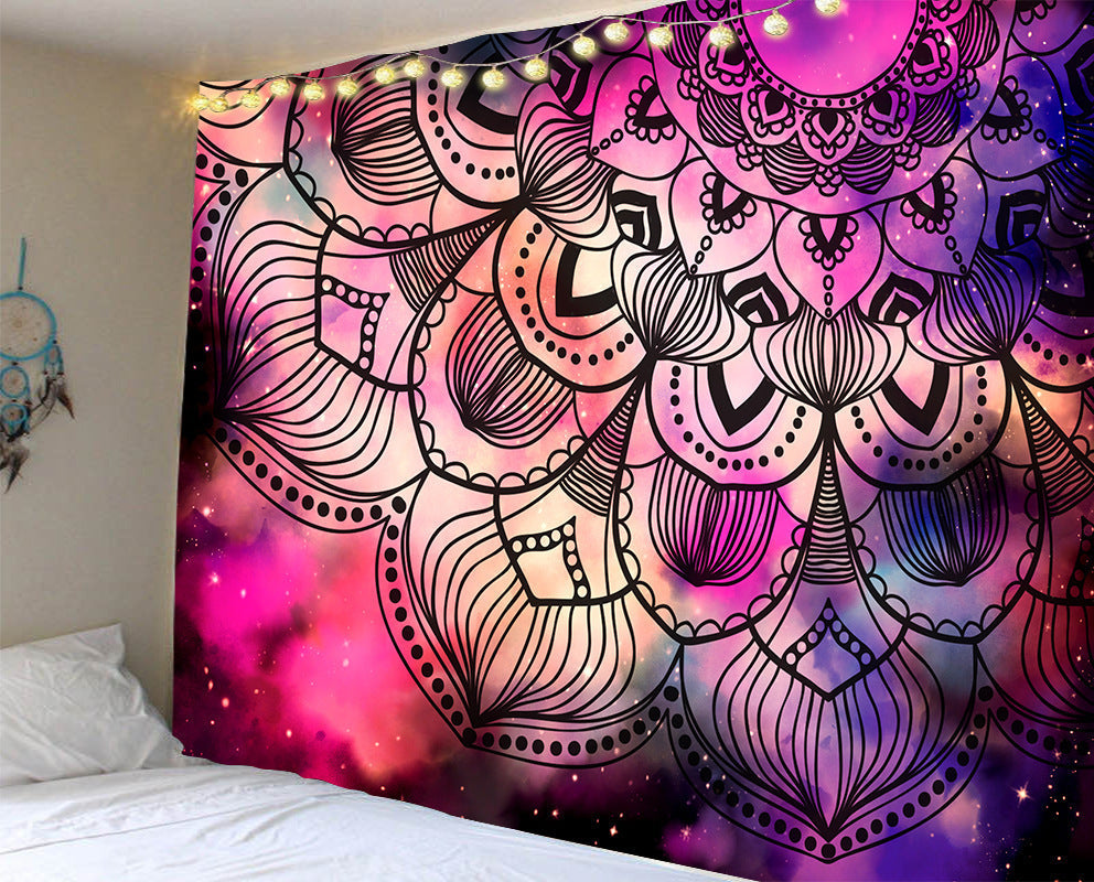 KTX-784915 Mandala Series Printed Tapestry and Beach Blanket - Versatile Polyester Wall Hanging for Home and Outdoor Use