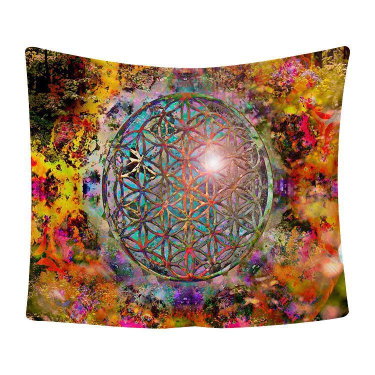 KTX-784915 Mandala Series Printed Tapestry and Beach Blanket - Versatile Polyester Wall Hanging for Home and Outdoor Use
