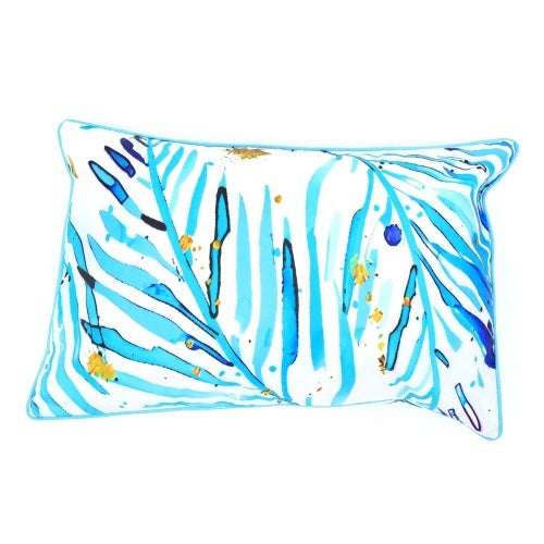 KTX-785235 Coastal Collection Polyester Lumbar Pillow with "Joy" Embroidery, 24x16 inches