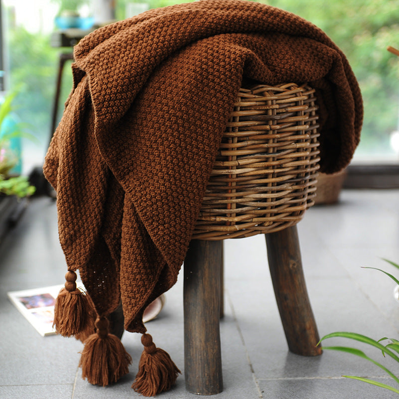 KTX-785235 Nordic Polyacrylonitrile Fiber Shawl Blanket - Blue/Gray, 100x100cm