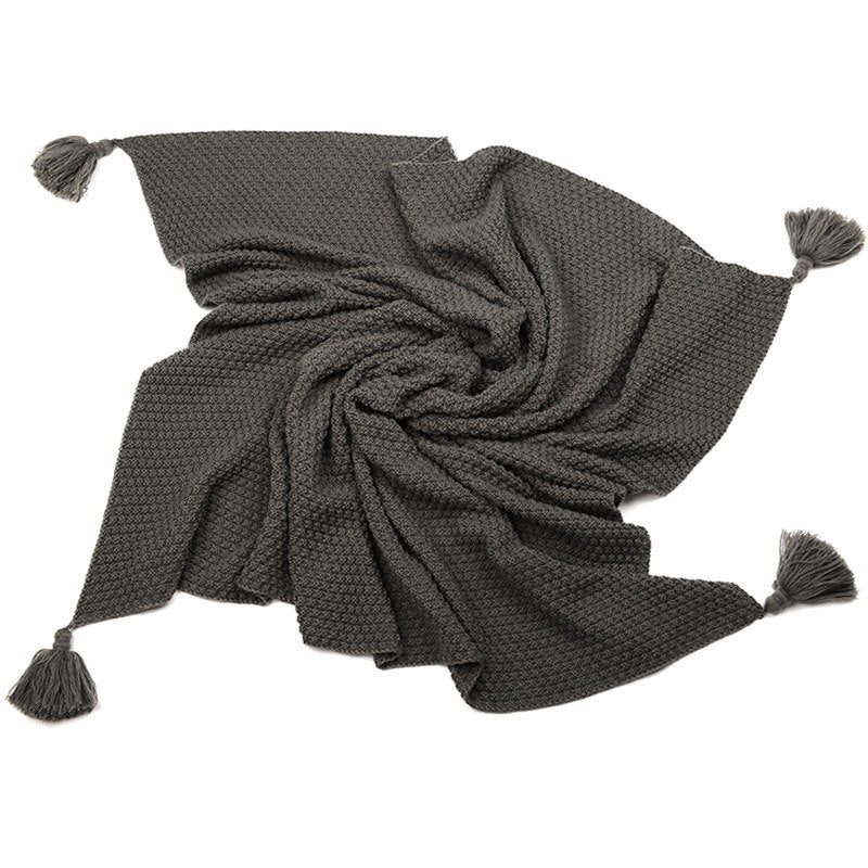 KTX-785235 Nordic Polyacrylonitrile Fiber Shawl Blanket - Blue/Gray, 100x100cm