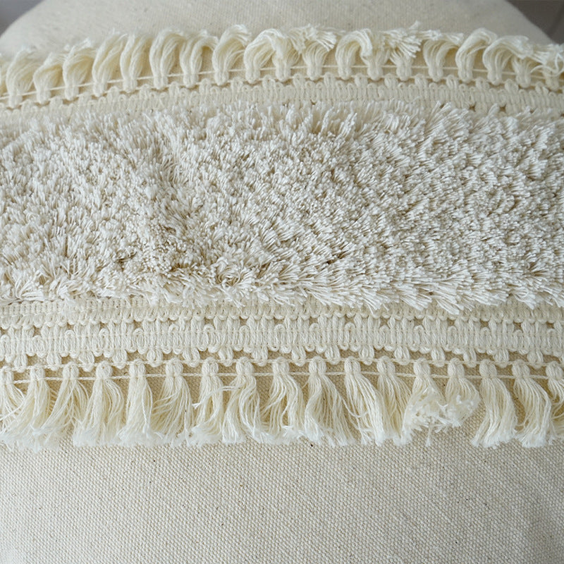 KTX-786003 Boho Ethnic Tufted Pillowcase with Tassels – Canvas, 45x45CM & 30x50CM Options