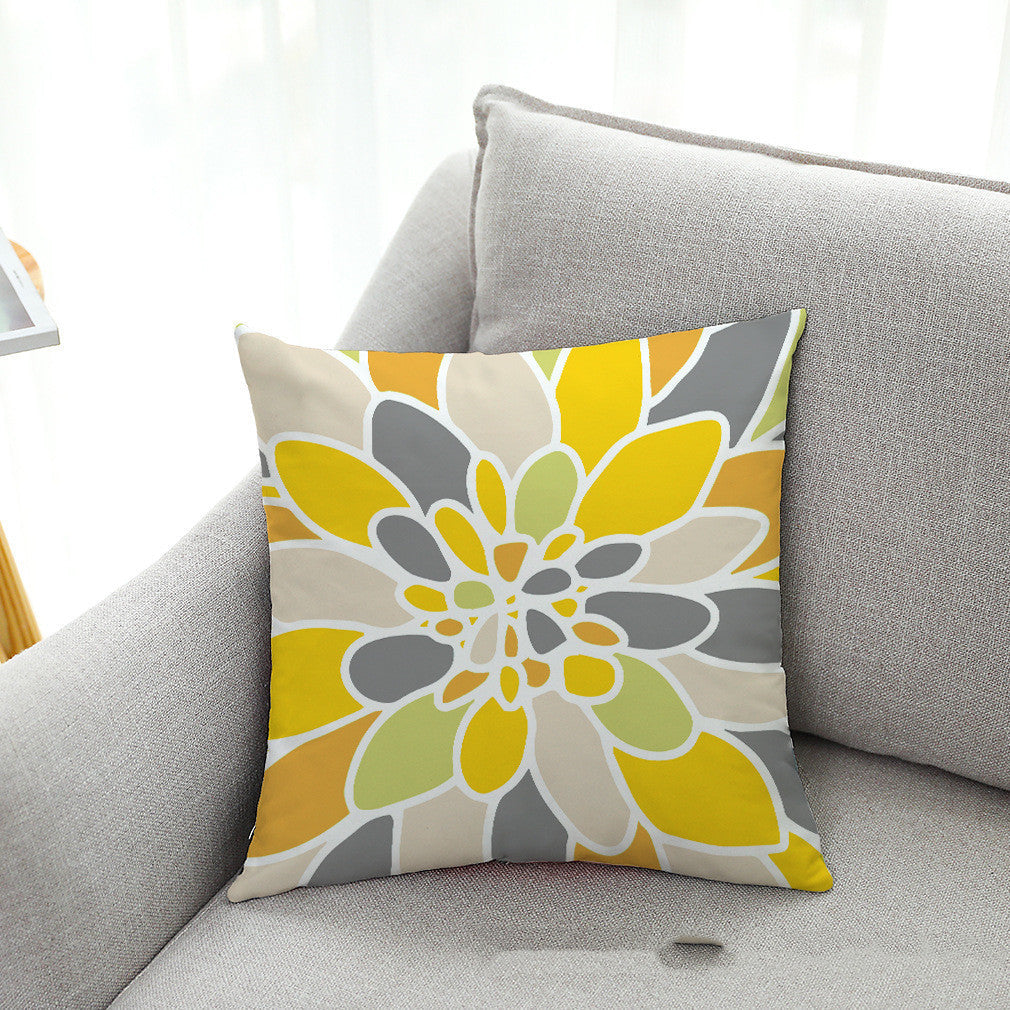 KTX-786131 Art Flower Geometry Peach Skin Velvet Pillow Cover - Modern 45x45cm Design