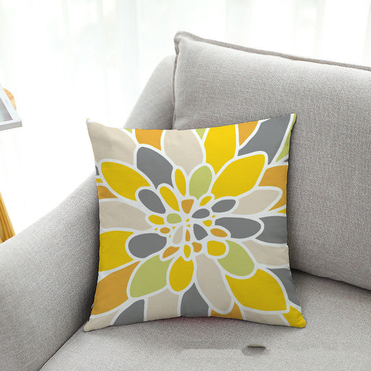 KTX-786131 Art Flower Geometry Peach Skin Velvet Pillow Cover - Modern 45x45cm Design