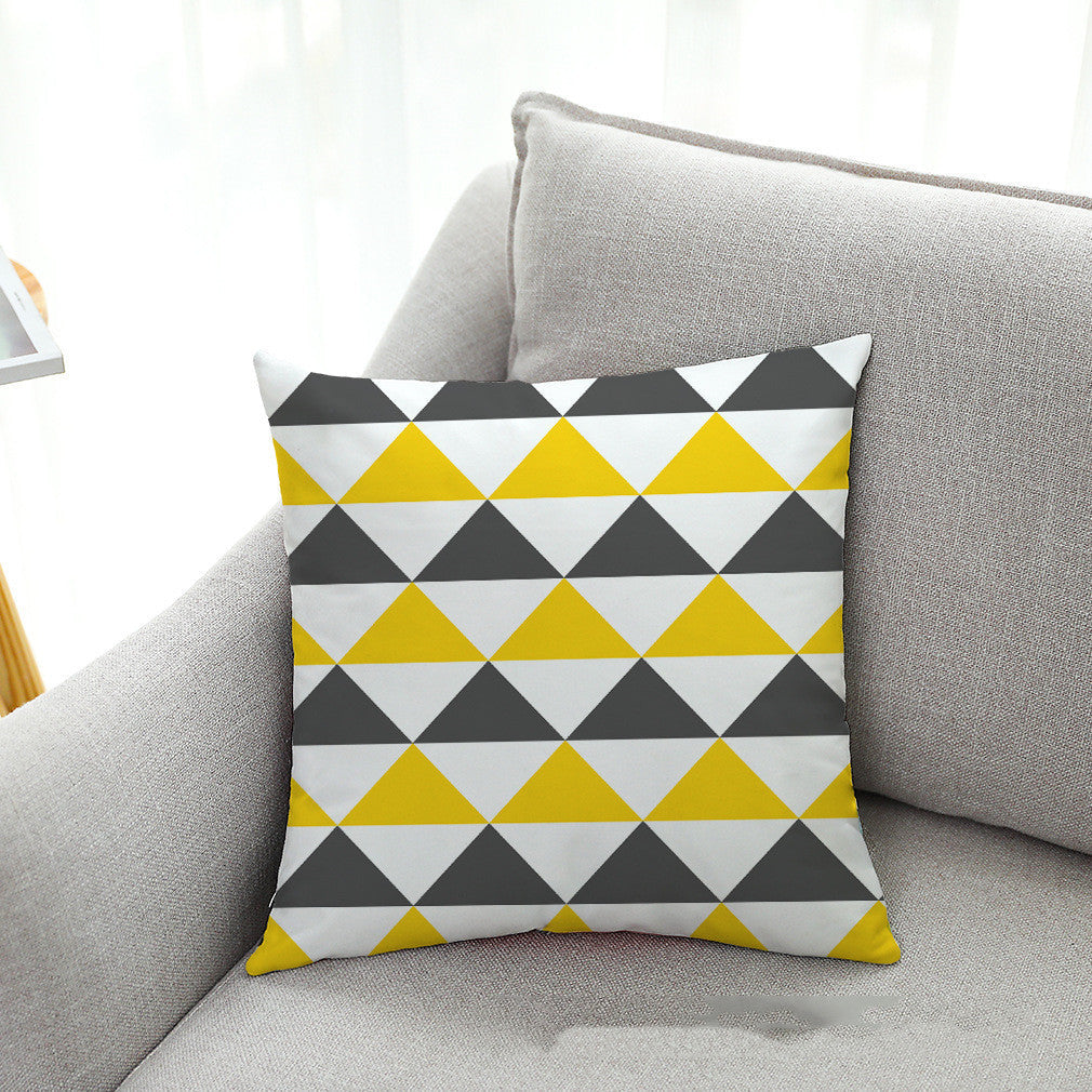 KTX-786131 Art Flower Geometry Peach Skin Velvet Pillow Cover - Modern 45x45cm Design