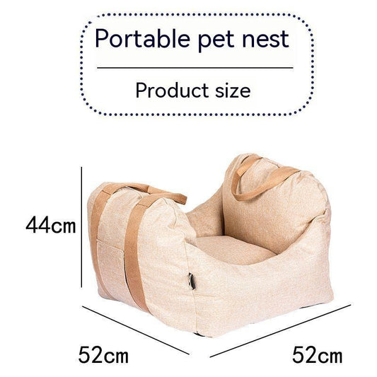 KTX-786515 Portable Light Brown Dog Kennel for Cars, Cloth Material, 44CM x 52CM