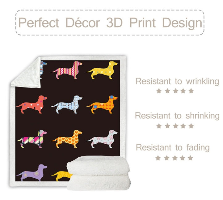 KTX-786707 Colorful Plush Cartoon Fleece Throw Blanket with Soft Crystal Velvet and Warm Sherpa Fleece Back