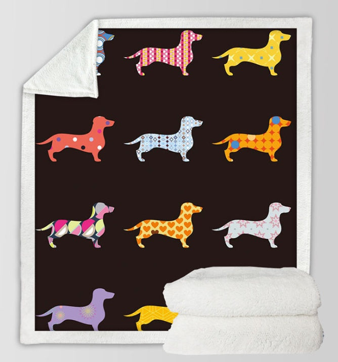 KTX-786707 Colorful Plush Cartoon Fleece Throw Blanket with Soft Crystal Velvet and Warm Sherpa Fleece Back