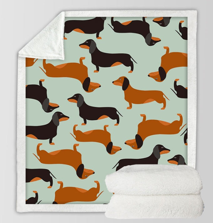 KTX-786707 Colorful Plush Cartoon Fleece Throw Blanket with Soft Crystal Velvet and Warm Sherpa Fleece Back