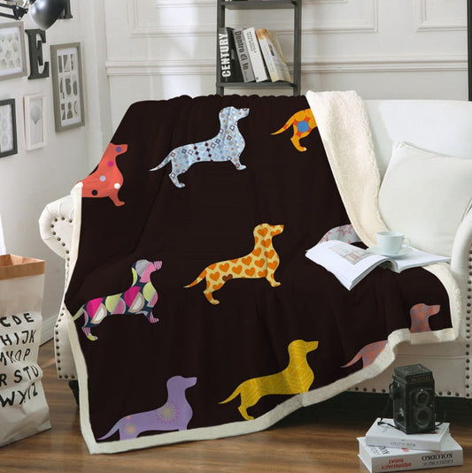 KTX-786707 Colorful Plush Cartoon Fleece Throw Blanket with Soft Crystal Velvet and Warm Sherpa Fleece Back