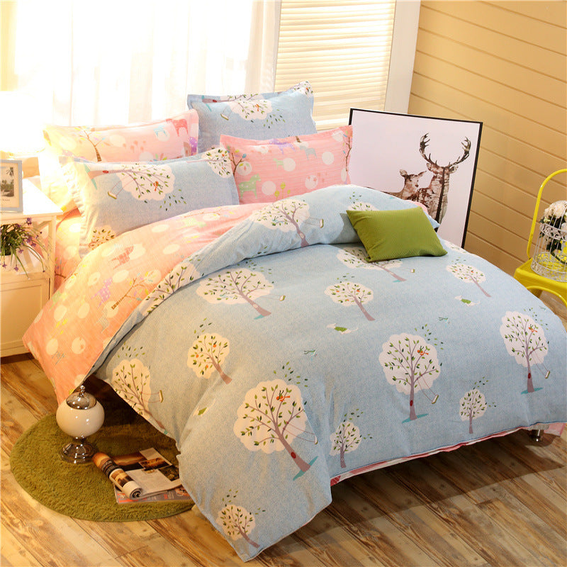 KTX-787155 Cashmere Cotton Flower Print Bedding Set - Available in Three-Piece and Four-Piece Options for Beds Up to 2.0m
